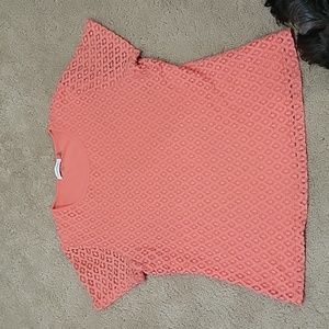Coral Lace Calvin Klein Short Sleeve Shirt Large
